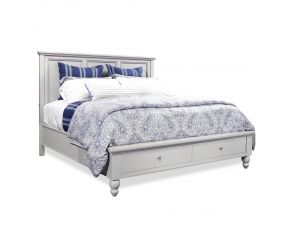 Cambridge Traditional California King Panel Storage Bed in Light Gray Paint