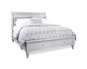 Cambridge Traditional Queen Sleigh Storage Bed in Light Gray Paint