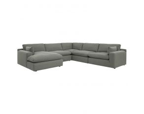 Elyza 5-Piece Sectional with LAF Chaise in Smoke