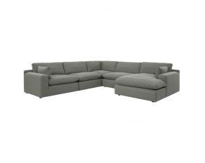 Elyza 5-Piece Sectional with RAF Chaise in Smoke