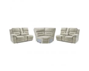 Family Den 3-Piece Power Reclining Sectional Left and Right Arm Facing Loveseat with Console and Wedge in Pewter