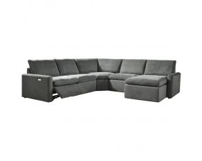 Hartsdale 5-Piece Power Reclining Sectional with RAF Chaise in Granite