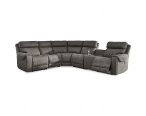 Hoopster 6-Piece Power Reclining Sectional in Gunmetal