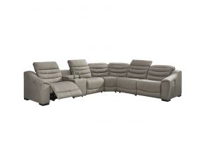 Next-Gen Gaucho 6-Piece Power Reclining Sectional with Storage Console in Gray Putty