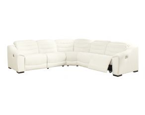 Next-Gen Gaucho 5 Piece Power Reclining Sectional with Armless Chair in Chalk