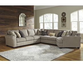 Pantomine 5-Piece Sectional with RAF Cuddler and Armless Loveseat in Driftwood