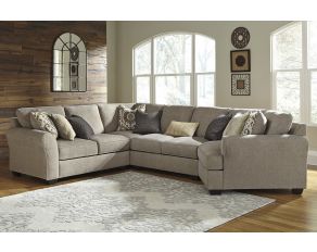 Pantomine 4-Piece Sectional with RAF Cuddler and Armless Loveseat in Driftwood