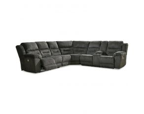 Nettington 4 Piece Power Reclining Sectional in Smoke