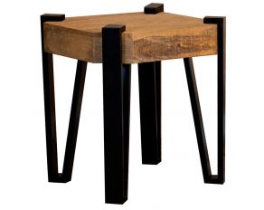 Wooden Square Top End Table in Natural And Matte Black