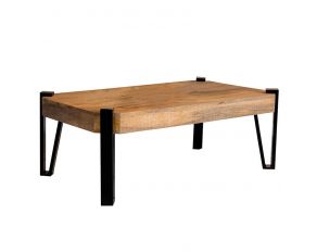 Wooden Rectangular Top Coffee Table in Natural And Matte Black