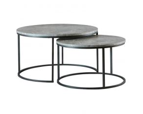 Lainey 2 Piece Round Nesting Coffee Table in Grey and Gunmetal