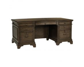 Hartshill Executive Desk With File Cabinets in Burnished Oak