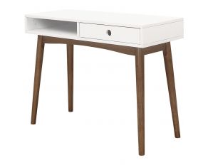 Bradenton 1-Drawer Writing Desk in White And Walnut