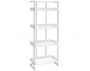 Ember 4-Shelf Bookcase in White High Gloss And Chrome