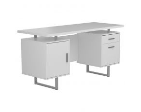 Lawtey Floating Top Office Desk in White Gloss