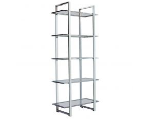 Hartford Glass Shelf Bookcase in Chrome