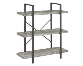 3-Shelf Bookcase in Grey Driftwood And Gunmetal