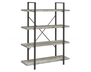 4-Shelf Bookcase in Grey Driftwood And Gunmetal