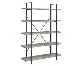 5-Shelf Bookcase in Grey Driftwood And Gunmetal