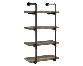 24-Inch Wall Shelf in Black And Rustic Oak