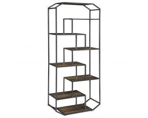 6-Shelf Bookcase in Rustic Brown And Dark Grey