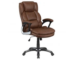 Nerris Adjustable Height Office Chair with Padded Arm in Brown and Black