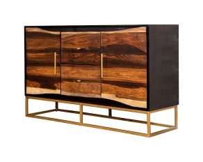 2-Drawer Accent Cabinet in Black Walnut And Gold