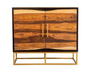 2-Door Accent Cabinet in Black Walnut And Gold