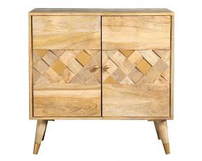 Checkered Pattern 2-Door Accent Cabinet in Natural