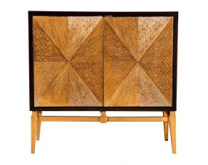 Sunburst 2-Door Accent Cabinet in Brown And Antique Gold