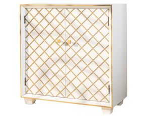 2-Door Accent Cabinet in White And Gold