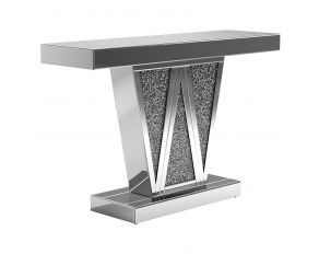 32-Inch Rectangular Console Table in Silver