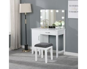 Vanity Set With LED Lights in White And Dark Grey