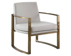 Concave Metal Arm Accent Chair in Cream And Bronze