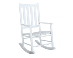 Slat Back Wooden Rocking Chair in White