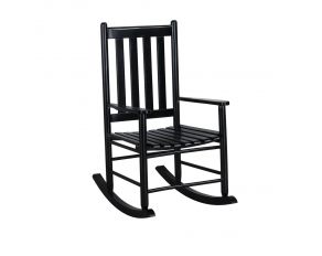 Slat Back Wooden Rocking Chair in Black