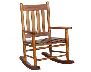 Slat Back Youth Rocking Chair in Golden Brown