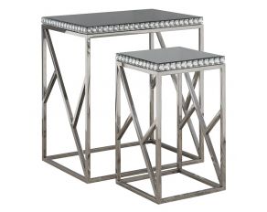 2-Piece Mirror Top Nesting Tables in Silver