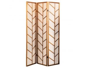 Mila Foldable 3-Panel Screen Walnut and Linen