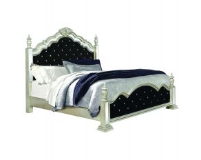 Heidi King Upholstered Poster Bed in Metallic Platinum