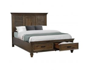 Franco King Storage Bed in Burnished Oak