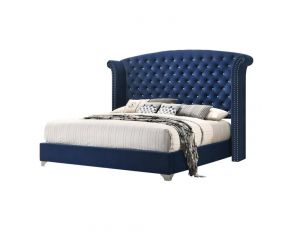 Melody King Wingback Upholstered Bed in Pacific Blue