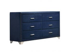 Melody 6 Drawer Upholstered Dresser in Pacific Blue