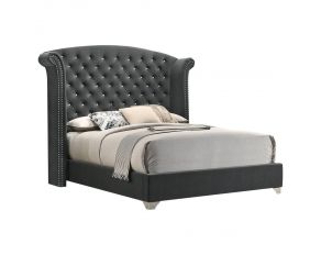 Melody Queen Wingback Upholstered Bed in Grey