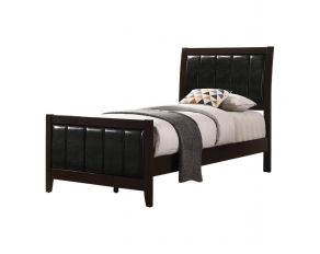Carlton Twin Upholstered Bed in Cappuccino And Black