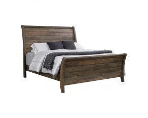 Frederick King Sleigh Panel Bed in Weathered Oak