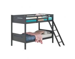 Littleton Twin Over Twin Bunk Bed in Grey