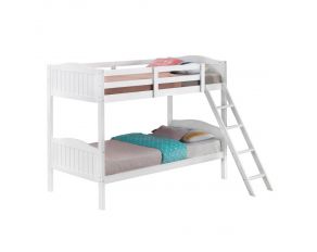 Littleton Twin Over Twin Bunk Bed with Ladder in White