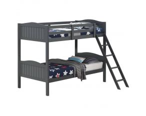 Littleton Twin Over Twin Bunk Bed with Ladder in Grey