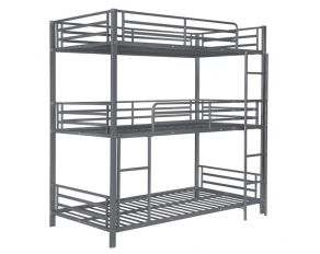 Maynard Metal Triple Twin Bunk Bed in Gunmetal